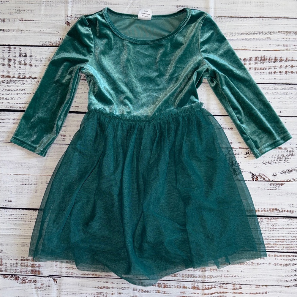 Green Velvet and Tulle Dress
